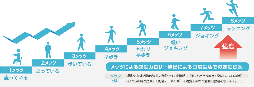 メッツによる運動カロリー算出による日常生活での運動提案